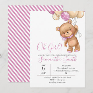 Invitación en globo de Oso de Teddy