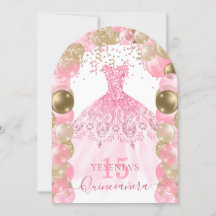 Invitación en globo de Quinceañera con traje de ag