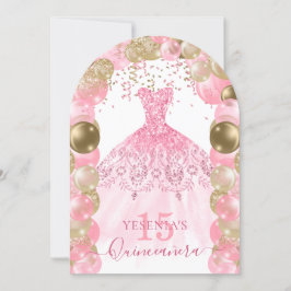 Invitación en globo de Quinceañera con traje de ag