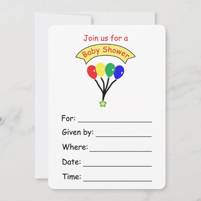 Invitación en globo para un Baby Shower (Anverso)