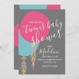Invitación en globo Twin Baby Shower Tassel Boho