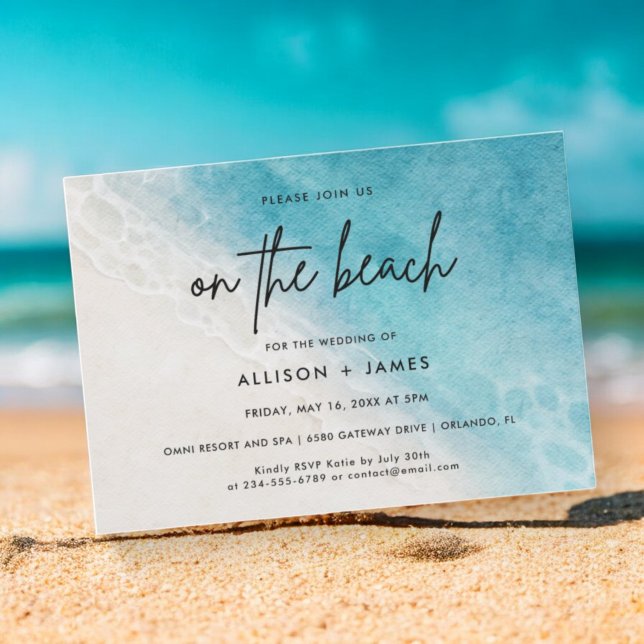 Invitación En La Boda De Destino De Las Acuarelas De Playa (Subido por el creador)