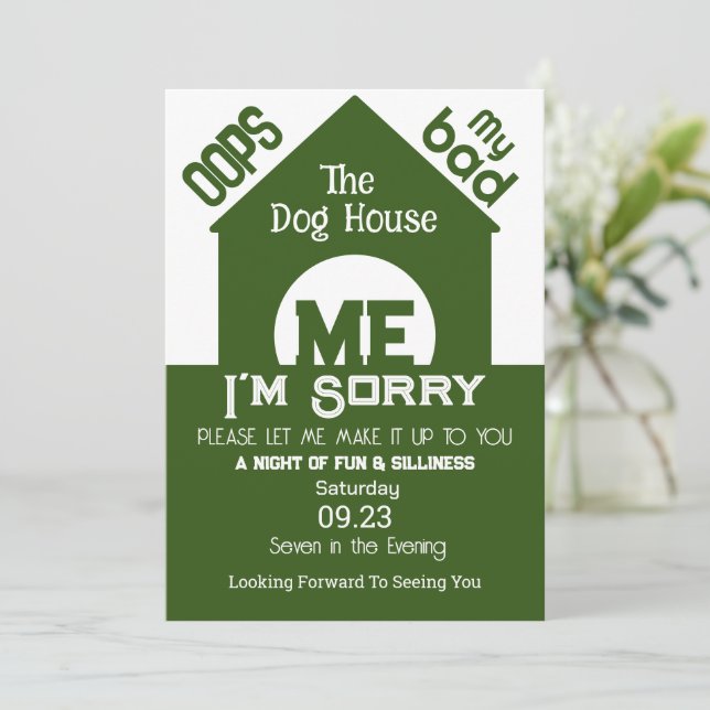 Invitación En la Casa del Perro lo siento (Anverso de pie)