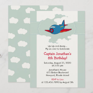 Invitación En la fiesta de cumpleaños del avión nublado