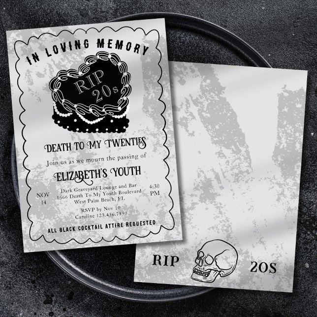 Invitación En la memoria amorosa Black Scribble Cake 30 cumpl (Subido por el creador)