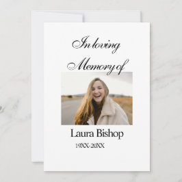 Invitación En la memoria amorosa del funeral mantener el nomb