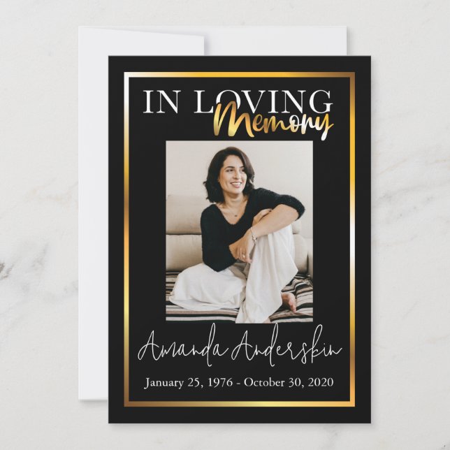 Invitación En la memoria amorosa Foto conmemorativa del funer (Anverso)