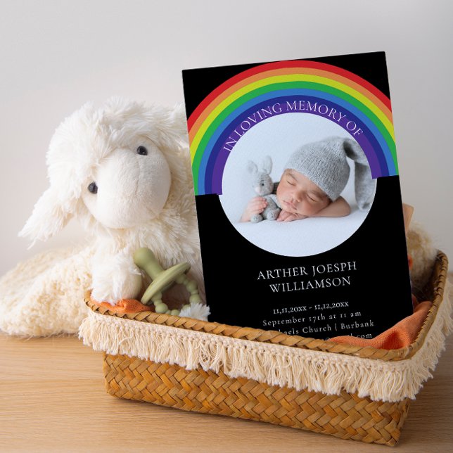 Invitación en la memoria amorosa rainbow baby funeral moderno (Subido por el creador)