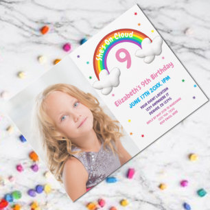 Invitación ¡En la Nube 9! Cumpleaños del Arcoiris