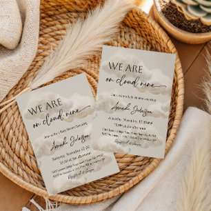 Invitación En la nube nueve 9 beige Baby Shower neutral para