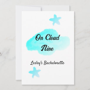 Invitación En la nube nueve nubes pastel azul estrellas despe