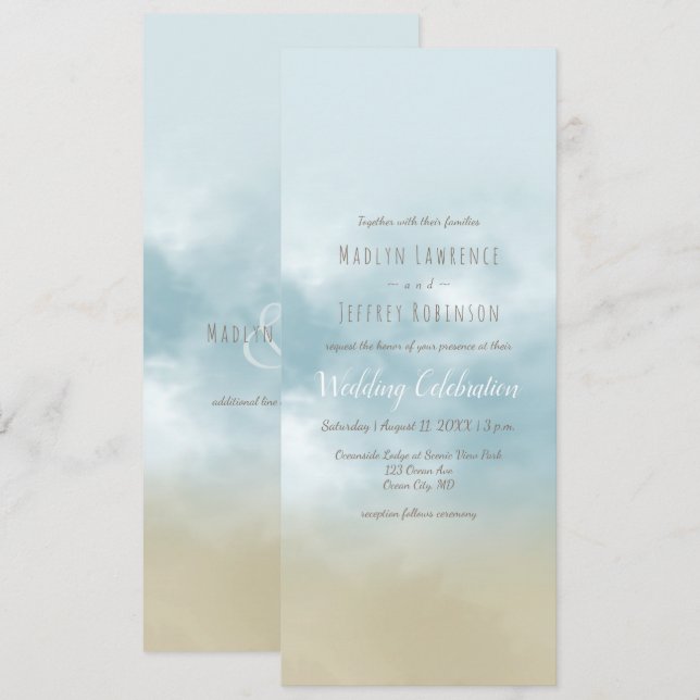 Invitación En la orilla de la playa de surf (Anverso / Reverso)