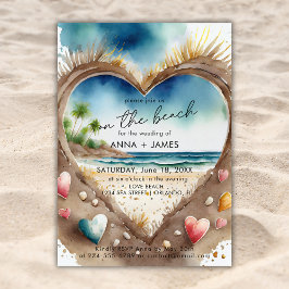 Invitación En La Playa Boda Tropical Oceánico Acuático