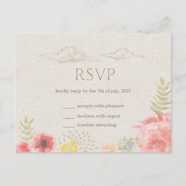 Invitación En la pradera Boda de verano RSVP postal (Anverso)