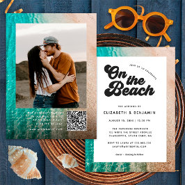 Invitación En la tipografía de la playa Foto Boda de código Q