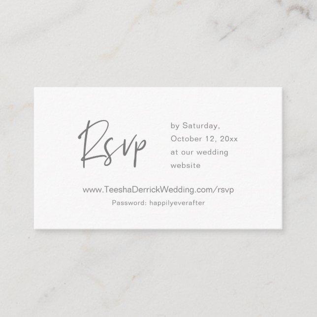 Invitación en línea RSVP, sitio web Boda, gris osc (Anverso)