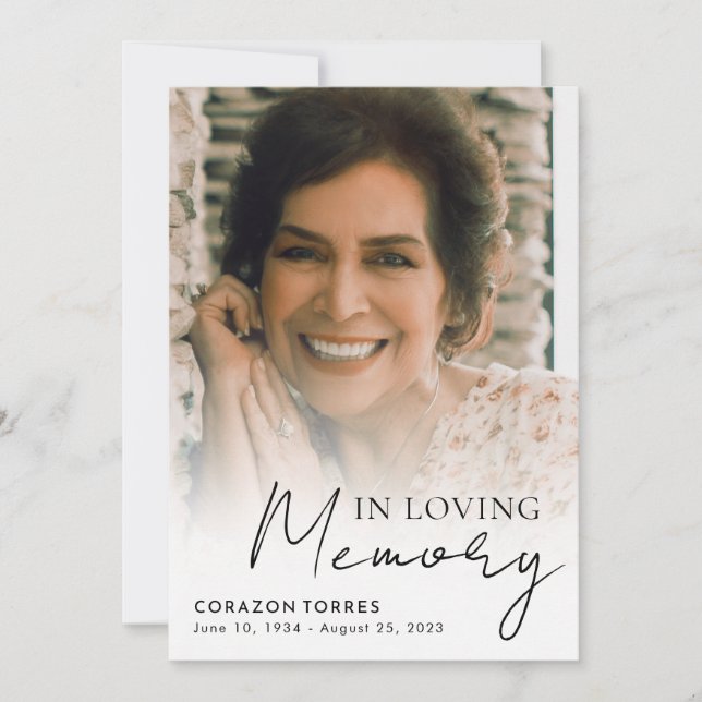 Invitación En Loving Memory Celebration of Life Photo Funeral (Anverso)