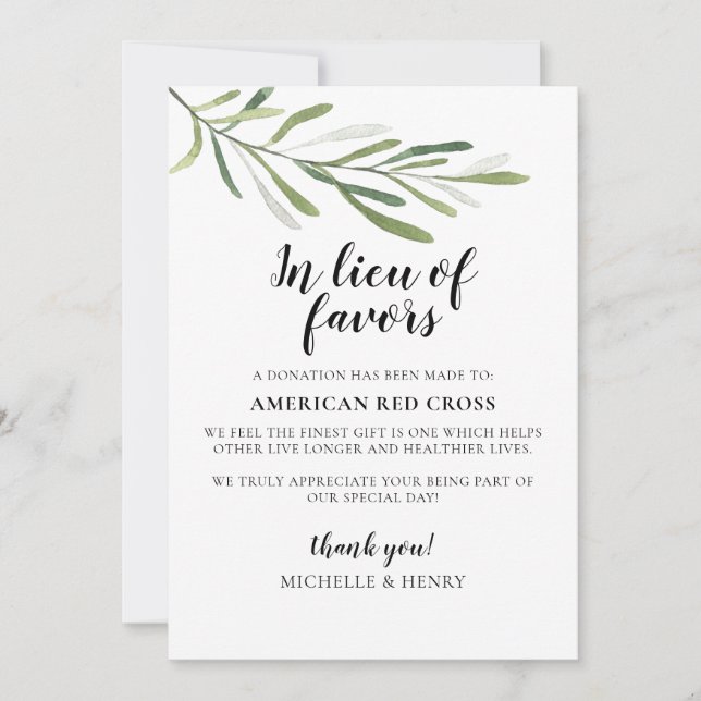 Invitación En lugar del Rótulo de donación de Bodas a favor (Anverso)