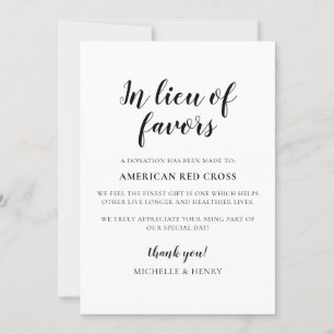 Invitación En lugar del Rótulo de donación de Bodas a favor
