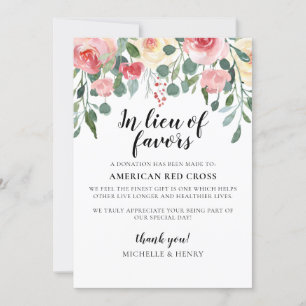 Invitación En lugar del Rótulo de donación de favores Bodas