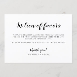 Invitación En lugar del Rótulo de donación de favores Bodas