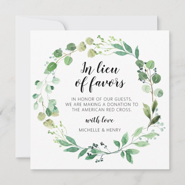Invitación En lugar del Rótulo de donación de favores Bodas (Anverso)