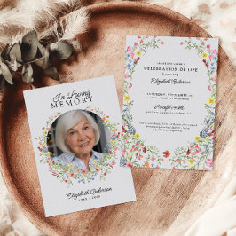 Invitación En Memoria Amada Acuarela Memorial de Flores Silve