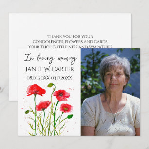 Invitación En Memoria Amada Amapolas Rojas Floral Funeral
