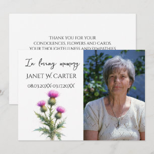 Invitación En Memoria Amada Cardo Floral Escocés Funeral
