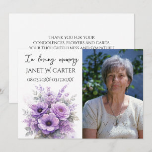 Invitación En Memoria Amada Floral Lila Púrpura Funeral