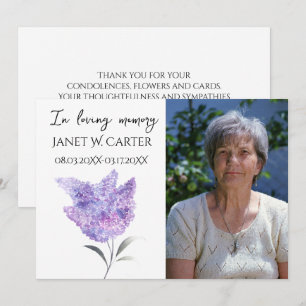Invitación En Memoria Amada Lila Púrpura Floral Funeral