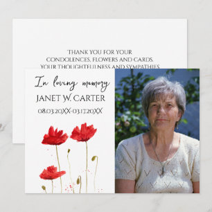 Invitación En Memoria Amorosa Amapolas Rojas Floral Funeral