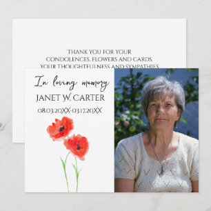Invitación En Memoria Amorosa Amapolas Rojas Floral Funeral