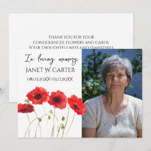 Invitación En Memoria Amorosa Amapolas Rojas Floral Funeral