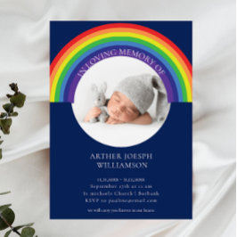 Invitación en memoria amorosa azul arco iris bebé funeral mod