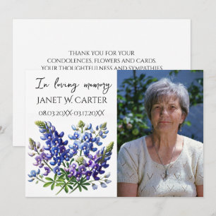 Invitación En Memoria Amorosa Bluebonnets Texas Floral Funera