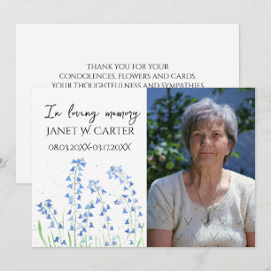 Invitación En Memoria Amorosa Campanillas Azules Floral Funer