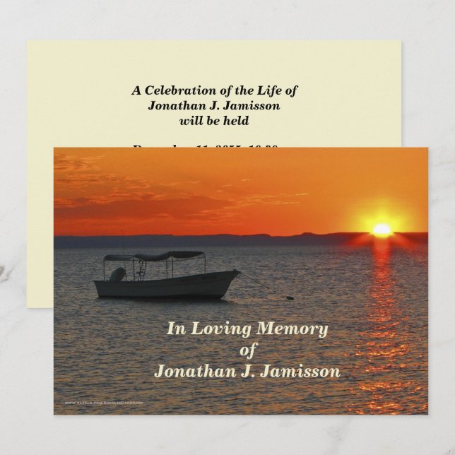 Invitación En memoria amorosa Celebración de la vida pescando (Anverso / Reverso)