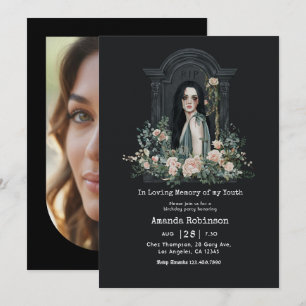 Invitación En Memoria Amorosa de Mi Cumpleaños Foto Gótica de