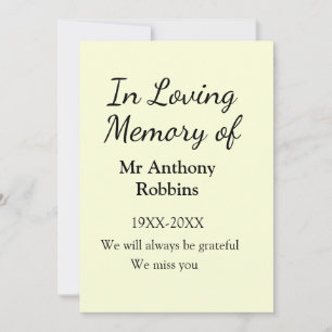 Invitación En memoria amorosa de nombre recuerdo funeral