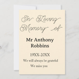 Invitación En memoria amorosa de nombre recuerdo funeral recu