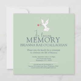 Invitación En memoria amorosa dove rosa roja foto fúnebre ver