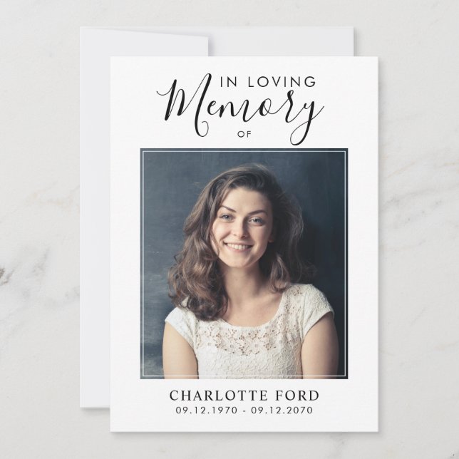 Invitación En memoria amorosa Foto Funeral Service Memorial (Anverso)