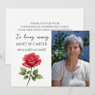 Invitación En Memoria Amorosa Rosa Roja Floral Funeral