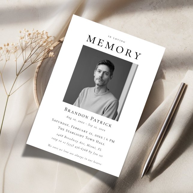 Invitación En memoria amorosa simple foto funeral digital (Subido por el creador)