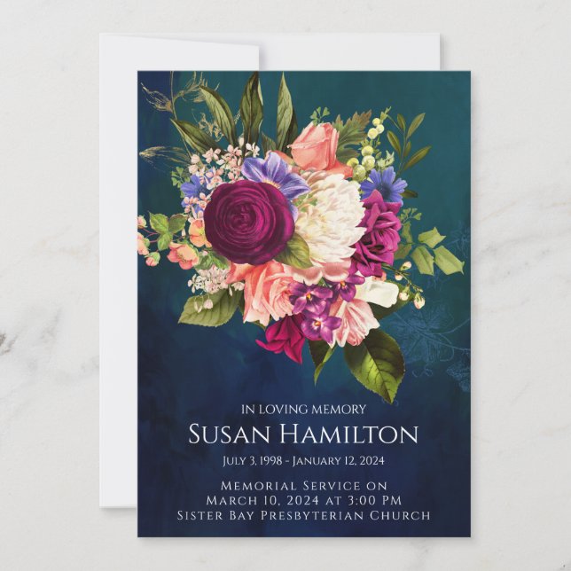 invitación en memoria de los funerales florales de (Anverso)