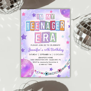 Invitación En mi adolescencia era morado disco cumpleaños
