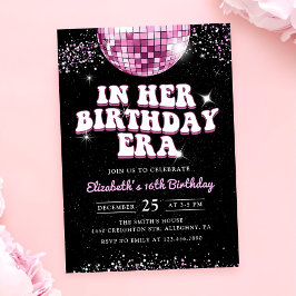 Invitación En mi época de cumpleaños, cumpleaños morado rosad