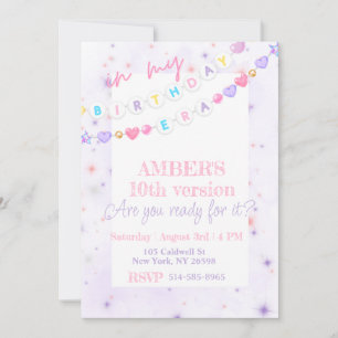 Invitación En mi época de cumpleaños púrpura rosa Pastel Cump