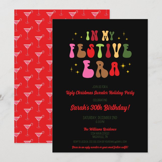 Invitación En mi época festiva, Navidades de moda cumplen 30  (Anverso / Reverso)
